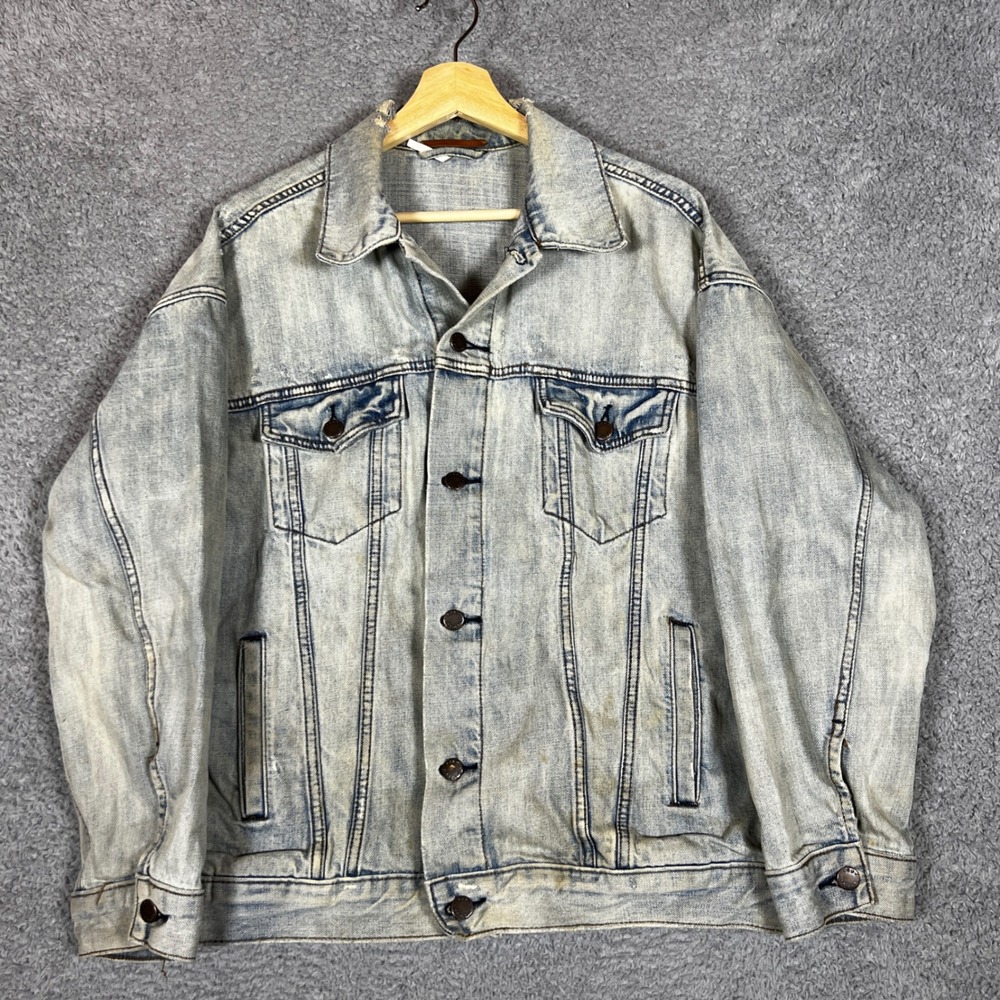 Free People Denim‎ Jacket Womens XS/S Good Distressed Acid Wash Trucker